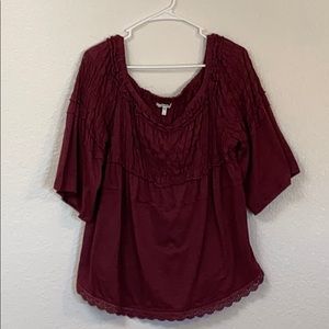 Maurices size 1 burgundy short sleeve top